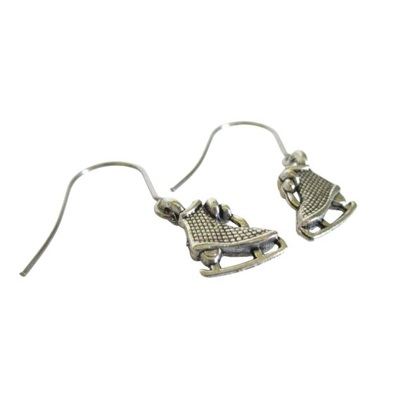 New Ice Skate Dangle Earrings Stainless Wires Winter Skater Sports Jewelry Gift - Picture 4 of 4